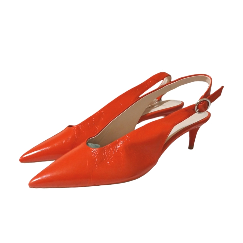 Zara Red Pointed Toe Slingback Heels